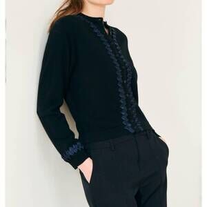 NEW JUMPER1234 women's twisted ribbon cardigan in black/navy